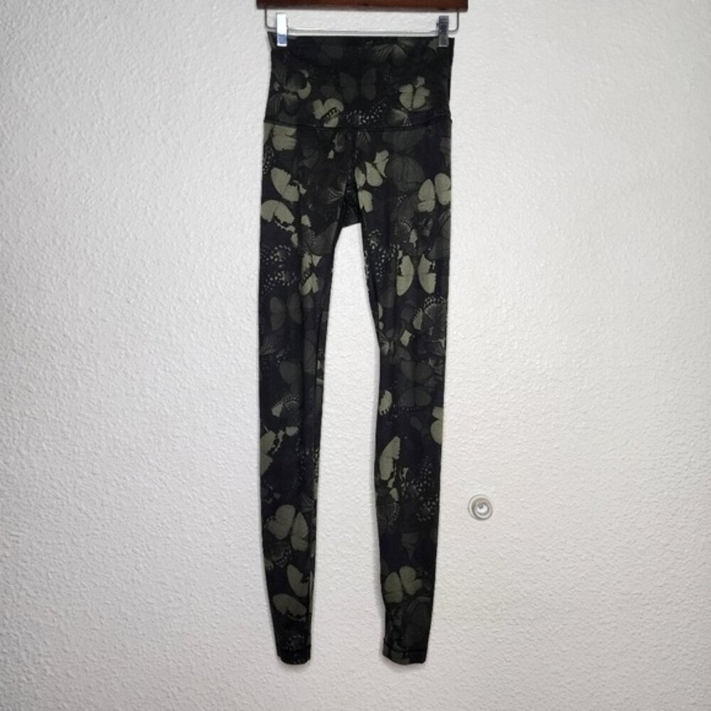 Lululemon Wunder Under Leggings Biggie So Fly Butterfly Fatigue Green Size 4